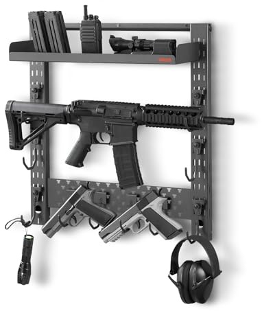 VEVOR Support Mural pour Armes en Acier, Porte Fusils avec Crochets en J, pour Rangement Exposition des Carabines Fusils de Chasse Pistolets Maison Bureau Magasin, Râtelier d'Armes Mural Horizonal