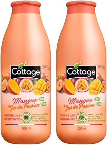 Douche Lait 550ml - Mangue et passion 98% d'ingrédient d'origine naturelle - Cottage (Lot de 2)