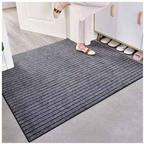 Bubmari Fußmatte Haustür Innen & Außen - Schmutzfangmatte Waschbar, rutschfest - 6mm Schuhabtreter Individuell Zuschneidbar, Saugstarke Türmatte Für Eingangsbereich, Flur & Balkon(45 x 100 cm)