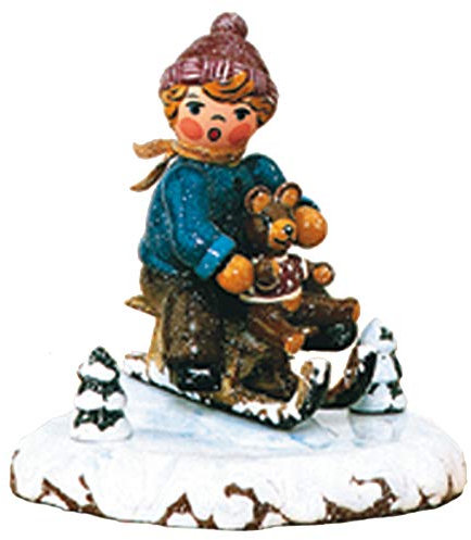 Kleine Figuren & Miniaturen Winterkinder Schlittenfahrer - 7cm - Hubrig Volkskunst