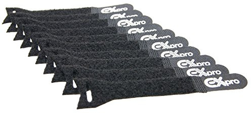 Ex-Pro® Reusable Hook & Loop with Eyelet Self-Gripping Cable Ties 150mm x 20mm - 10 Pack Black