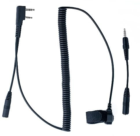 BTECH Universal 2-Pin K1 to 3.5mm Audio Adapter with One-Touch PTT – Premium Compatibility with BaoFeng, Kenwood Radios & 3.5mm Headsets with in-Line Mics