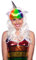 Folat 26845 weiß Einhorn-Perücke Regenbogen-Pony