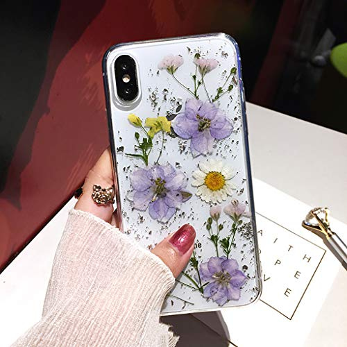 Bakicey Hülle für iPhone XS Max Handyhülle Getrocknete Blumen Kristall Gel Schutzhülle Ultradünn Handgefertigt Immerwährende Blume Bumper Case Cover Schale Schutzhülle für iPhone XS Max(L)