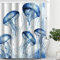 Ocean Duschvorhang, Strand-Thema, Stoff, Qualle, Duschvorhang, wasserdichter Polyester-Stoff, violettes Ozean-Tier-Duschvorhang-Set mit Haken, Badezimmer-Dekoration, 180x 180 cm