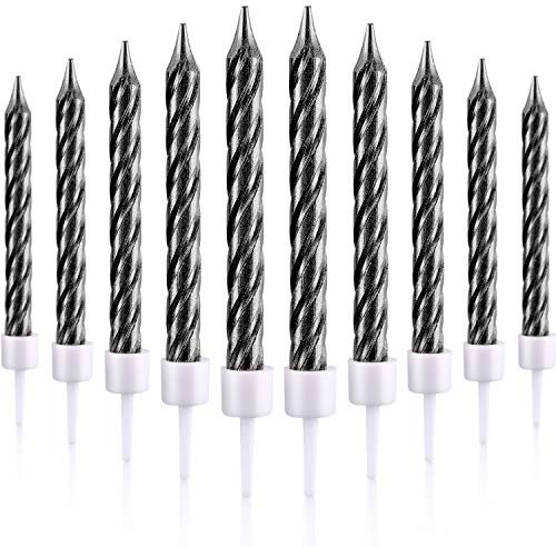 50 Stück Spirale Kerzen Halter Metall für Kleine Kuchen - Dünn Kurz für Dekorationen Geburtstag Hochzeit (Schwarz)