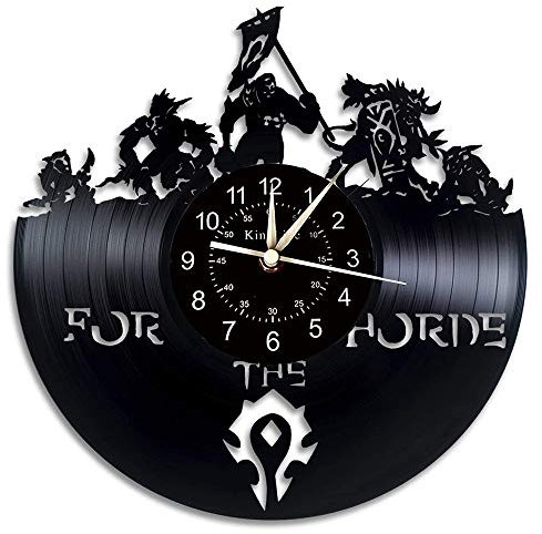 Smotly Vinyl Wanduhr, große Uhr mit World of Warcraft Thema Wanddekoration, Hauptdekoration Geschenk von Retro-Dämon Illidan Figur,A