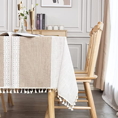 SUNBEAUTY Tischdecken Baumwolle Rechteckig Abwaschbar Tischtuch Elegante Tisch Decke Waschbare Tafeldecke 140x200 cm für Home Küche Speisetisch Dekoration