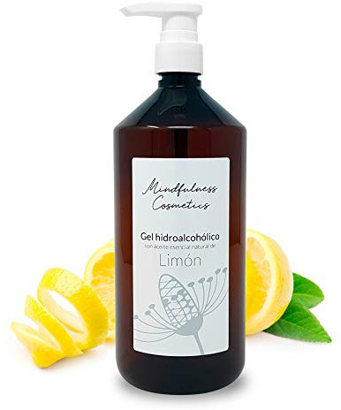 Essenciales - Gel Hidroalcóholico Desinfectante manos con Aceites Esenciales 100% puros (Aceite Esencial Limón, 1 Litro)
