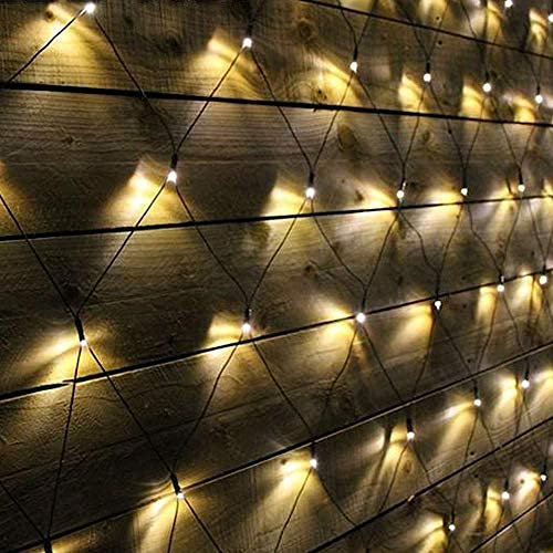 Bravich Battery Operated 240 LEDs 1.8M X 2.4M Window Net Lights Christmas Decoration Warm White Green Cable Indoor Outdor Garden Party Wedding Xmas Lights