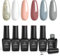 Beetles Gel Nail Polish Set - 6 Colors: White, Nude, Grey. Kit Includes LED Nail Lamp. Soak Off. for Women
