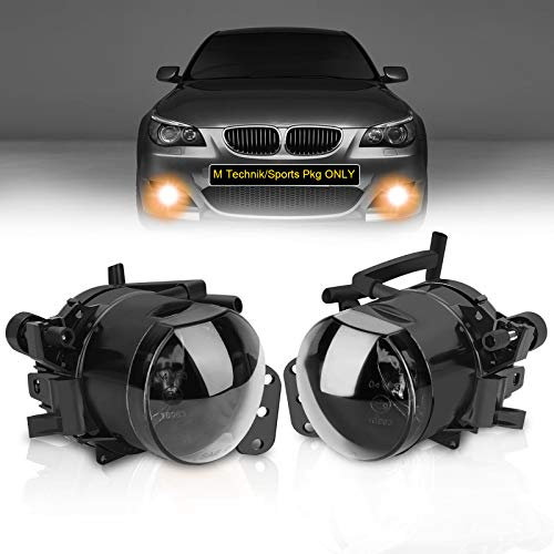 TangMiGe Nebelscheinwerfer für BMW 5er (E60 E61, 525i 525xi 528i 528xi 530i 530xi 535i 535xi 545i 550i), 07/2003-09/2010, Alle nur für M Paket Stoßstange/M Tech Sport, 1 Paar, Schwarz Smoke Objektiv