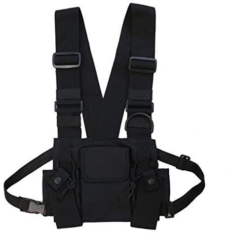 CZDLDNXS Multi-Pocket Chest Rig Bag Tool Vest for Men Women Hip Hop Chest Pack Functional Harness for Men (Black)