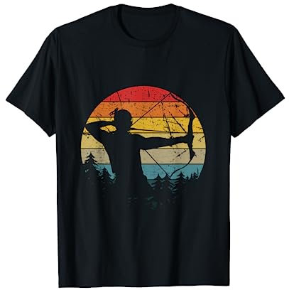 Bogenschießen Geschenk Bogensport Archery Bogenschütze Zielscheibe T-Shirt für Damen und Herren in Schwarz, S, Klassische Passform, Kurzarm, Unisex, Pullover, Rundhals, Baumwolle 80%, Polyester 20%