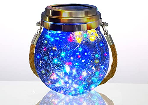 Lampe Solaire Extérieur Suspendu, XVZ Lanternes d'extérieur sphérique en verre IP65 étanche pour Jardins, Cours, Arbres, Vérandas, pavillons, Terrasse, Ramadan, Noël (Multicolore)