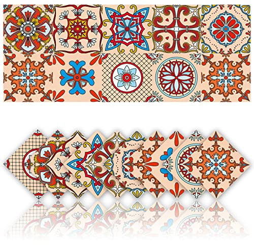 20 Pz Adesivi per Piastrelle Cucina Adesivi per Piastrelle per Bagno Adesivi Decorazione murale in PVC Impermeabile Mosaico Retrò Stile (15x15cm,Rosa)