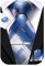 Hi-Tie Klassisches Herren-Krawatten-Set aus Seide, Einstecktuch, Manschettenknöpfe, Clipnadel, solide Streifen, Paisley-Krawatte, 4-teilig, blau, M
