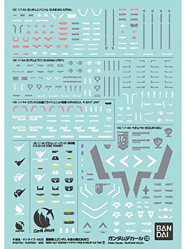 BANDAI Spirits Gundam Decal No.133 Mobile Suit Gundam Mercury Witch General Purpose 1