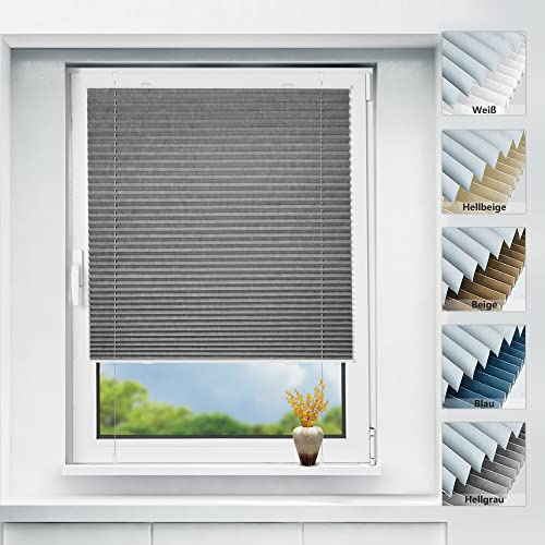 bobodeco Plissee ohne Bohren verdunkelung Klemmfix, Thermo Plisseerollo Graphit 95x80cm (BxH), Verdunklungsplissee mit Klemmträger, Sonnenschutz, 100% Blickdicht Rollos für Fenster & Tür