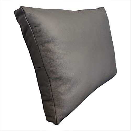 Quattro Meble Graues Anthrazite Echt Leder Kissen Sofa & Stuhl Deko Kissen Echtleder Rückenkissen Rindsleder - Volleder Leder Zierkissen Lederkissen Modell P&Z (40 x 50 cm)