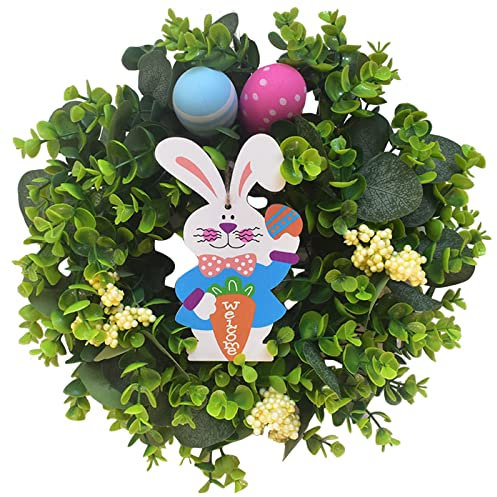 Osterkranz mit Hase Osterhase Kranz Osterdeko Girlande Ostersimulation Kranz Eier Girlande Kaninchen Deko Kranz Girlande Anhänger Tür Deko Kranz Osterkranz mit Dekorativen Eiern Party Dekoration