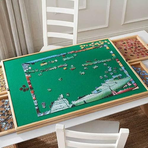 Easylife Jigsaw Puzzle Board, Lightweight Adjustable Puzzle Organiser, Puzzle Table Foldable with Drawers, Fits up to 1500 Piece Puzzle (H66xW89xD4cm) - Fully Guaranteed