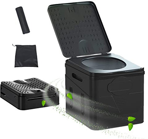 Campingtoilette Tragbare Trenntoilette [STABIL bis 150 kg] mit Müllbeutel & Aufbewahrungstasche, Mobile Toilette Faltbare, 32x27x30 cm, Kompakt Toilette für Wandern, Camping, Reise, Boot, Garten