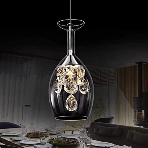 YUISLE Modern Creative Crystal Chandelier Wine Glass LED Glass Chandelier Modern Minimalist Ceiling Lamp Pastoral Cafe Bar Living Room Cafe Restaurant Restaurant