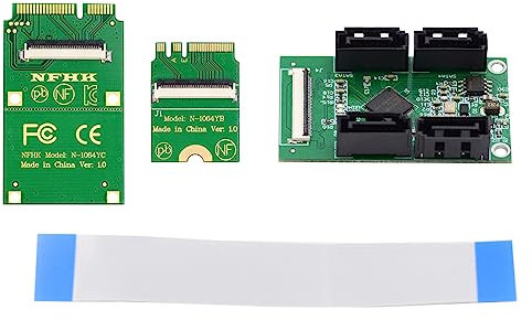 NFHK Mini PCI-E PCI Express & NGFF A+E Key to SATA 3.0 Four Ports Adapter Cable 6Gbps Hard Drive Extension Card for SSD