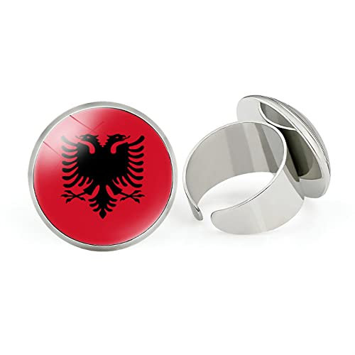 Verstellbarer Ring Mit Albanien-Flagge – Farbkontrast, Flaggenkunst, Runder Offener Fingerring Für Frauen, Teenager, Mädchen, Unisex, Persönlicher Körperschmuck, Geschenk, Jahrestag, Wie Abgeb
