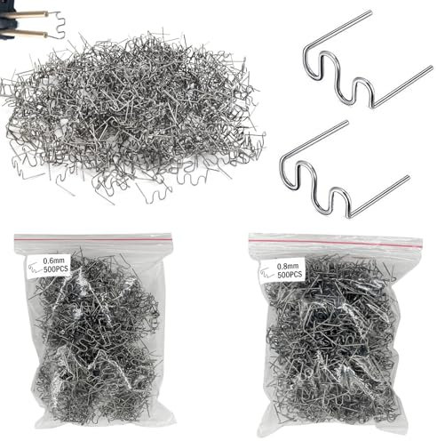 Grapas Onduladas, 1000 PCS Parachoques automático plastico Soldadura Reparar Grapadoras calientes 0,8mm / 0,6mm, Grapas de Onda Precortadas, Soldador Plastico Grapas, Grapas calientes