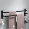 nvdsivee Handtuchhalter Ohne Bohren Schwarz Handtuchstange Wand zum Kleben für Bad Küche Badetuchhalter Aluminium mit 2 Haken Handtuchablage Schwarz 2 Schichten 80cm