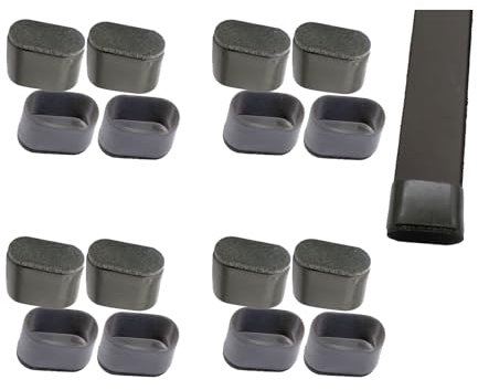 Simpracon Oval Chair Leg Caps with Felt Small Chair Leg Floor Protectors Furniture Pad Table Feet Covers for Hardwood Floors Prevent Scratches,No Noise (Black,16 Pcs 34 x 16 mm)