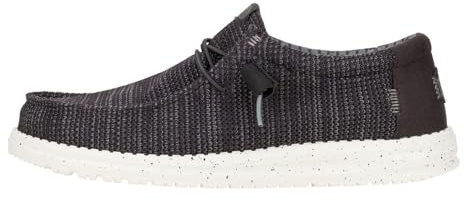 Hey Dude Wally Stretch Sox Herren - Slip-on Schuhe - Mokassin-Stil, Black/White, 46