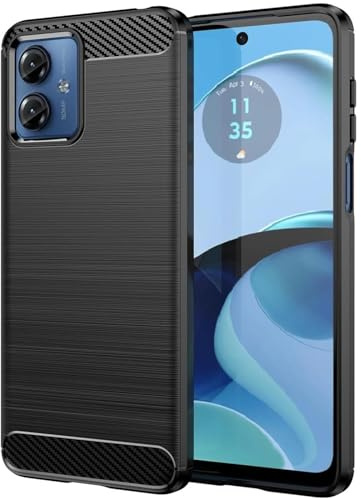 CoolGadget Carbon Hülle für Motorola Moto G54 5G Stoßfest Schwarz | Handyhülle im gebürsteten Carbon Design, flexibles TPU, rutschfest, kratzfest, dünn