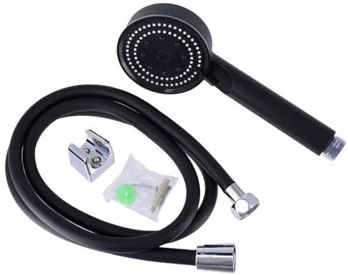 Tendance - Set handbrause 5 funktionen + PVC-Schlauch schwarz 150cm mit verchromtem endstück + Halter verchromt - Mattschwarz