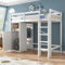 LTGB Hochbett mit Kleiderschrank und Regalen, Kinderbetten 90x200 mit Lattenrost und Rausfallschutz, Funktionsbett Etagenbett Stockbett für Jungen Mädchen, ohne Matratze