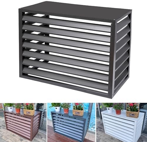 Funda Aire Acondicionado Exterior de Aluminio con Cubierta Superior, Protector Aire Acondicionado Exterior, Contraventanas para Estantes de Flores, para Protección Exterior para Ocultar el Aire Acondi
