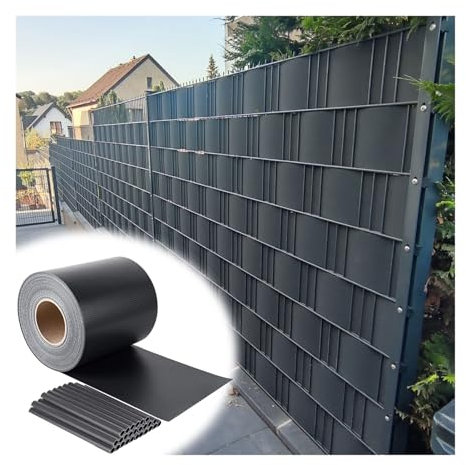 LXBAMKEA Sichtschutzzaun, Outdoor Windschutz Und UV-Schutz wasserdichte PVC Zaunfolie, 7,48 Zoll Breite Wetterfeste Zaunlatten, Garten-Terrasse-Balkon-Deck Zaunabdeckung(Size:7.48x2952.76in)