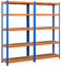 Yaheetech Scaffale in Metallo Acciaio Senza Viti Regolabile Scaffalattura a 5 Ripiani Portata 875 kg per Carichi Pesanti Mensola Salvaspazio 180 x 180 x 40 cm da Garage Cucina Blu-Arancio