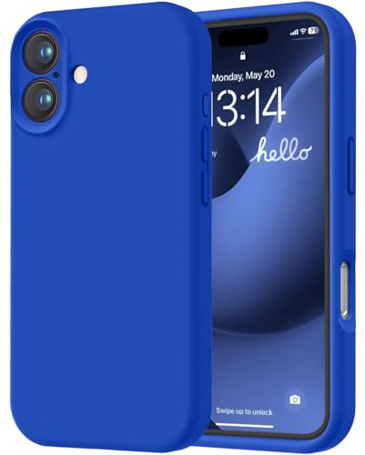 LOVE 3000 Designed for iPhone 16 Case, Premium Silicone with [Soft Anti-Scratch Microfiber Lining] Shockproof Protective Phone Case for Lanyard 6.1, Klein Blue