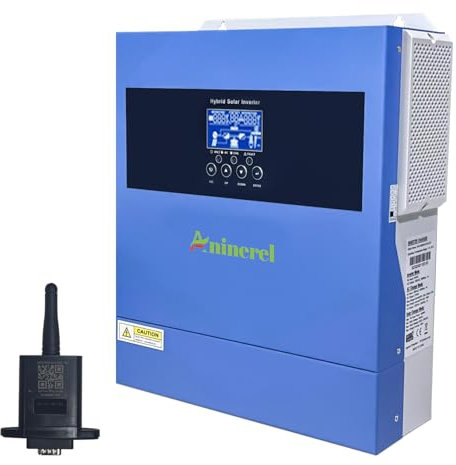 Aninerel 4000W Solar Hybrid Wechselrichter 24V netzunabhängiger Reiner Sinus-Wechselrichter DC auf 220V/230V AC mit 100A MPPT Solarregler Max. PV-Eingang 500V,Arbeit mit 24V Lithium Batterien