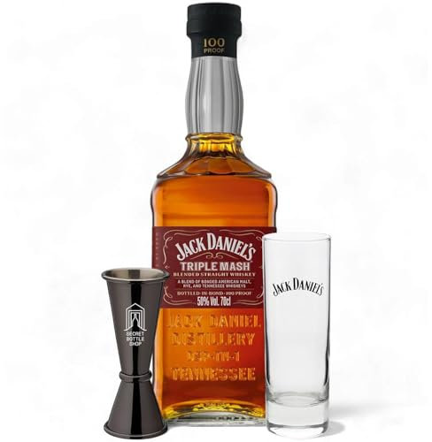 Jack Daniels Triple Mash Whiskey Glass & Jigger Gift Set 70cl