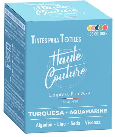 HAUTE COUTURE - Tinte para Ropa y Textil Azul - 350g - Azul Turquesa - Tinte Textil Todo en uno - Listo Para Teñir Ropa y Tejidos