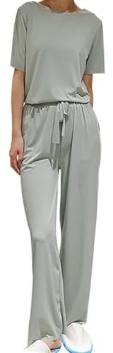 Pyjamas Women Cotton Winter Soft For Women Pajamas 2 Short Sleeve Top And Long Pants Sets Sleepwear Loungewear For Women Size 26 Pyjamas For Women Boux Pyjamas For (Green, L)