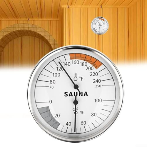 Sauna Thermo-Hygrometer,2 In 1 Stainless Steel Temperature Gauge, Temperature Monitoring, For Sauna Steam Room Bathroom Accessories