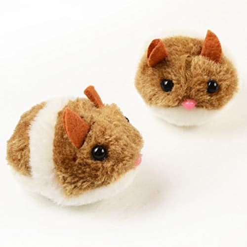 JDIEOQA Moving Cat Toy Mouse, Pull String Mouse Vibrating Interactive Toy Fluffy Plush Mice for Cats Kitten Pets