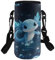 COEQINE Blue Axolotl Water Bottle Bag Carrier,24oz/32oz Insulated Neoprene Sling Holder Case Pouch Cover for 1000ML/750ML Bottles with Shoulder Strap Girls Boys Adults