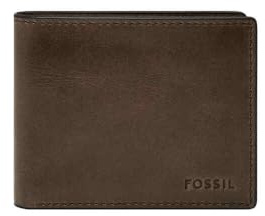 Fossil Derrick Brown Vertikale Leder Brieftasche für Männer