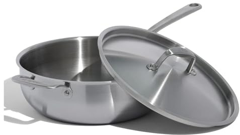NFEKLFI Stainless Steel Pans 5 Quart Stainless Steel Saucier Pan - Ply Clad Professional Cookware